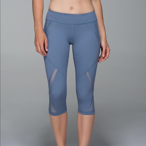 lululemon athletica Pants - Lululemon Cool To Street Crops Mesh Blue Denim